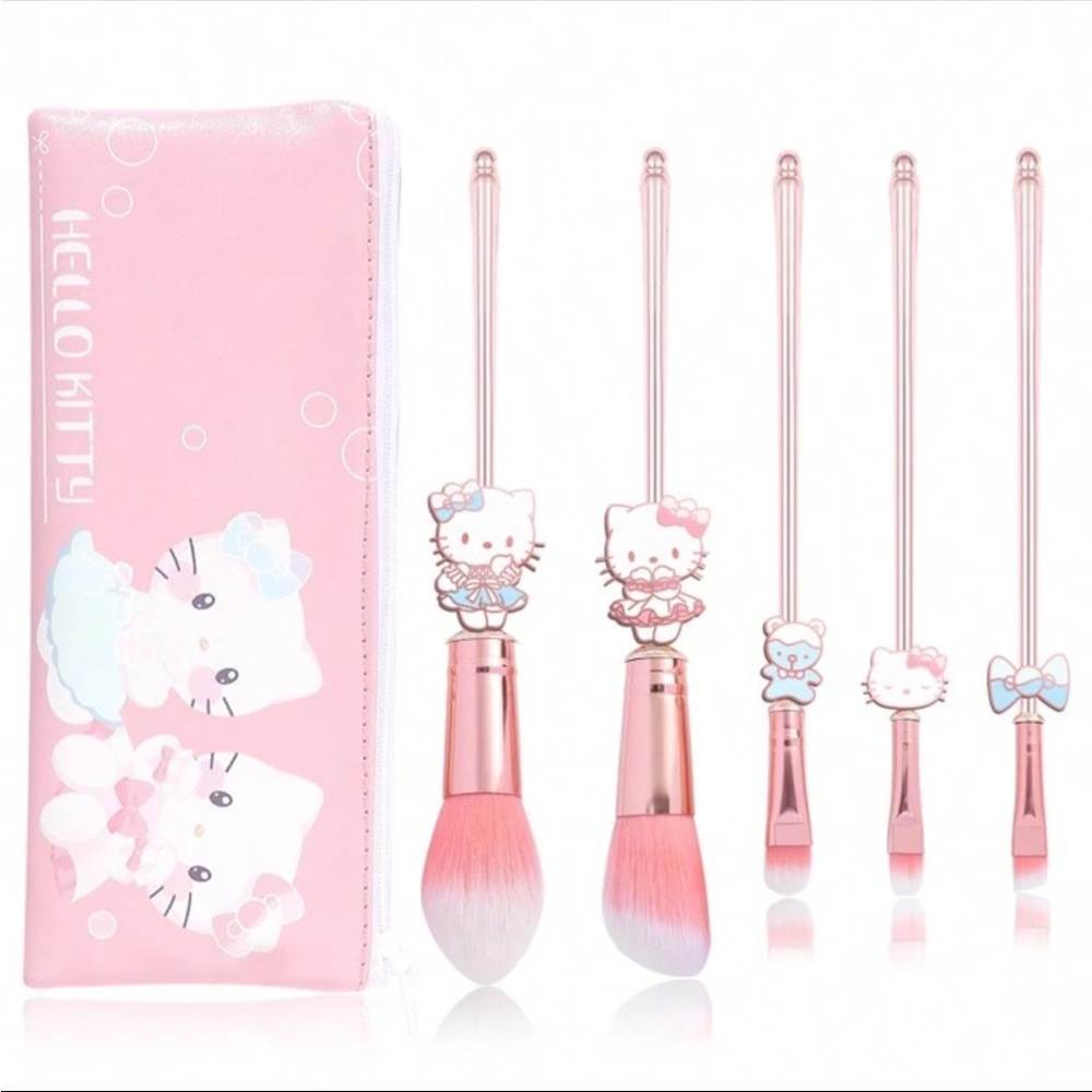 Hello Kitty Makeup Brush Set, Hello Kitty Makeup Brushes, Rose Gold Makeup Brush - Picture 2 of 8
